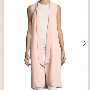 Keaton Open-front Collar Long Vest In Blush